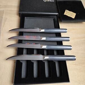 Quince Essential Japanese Damascus Steel Steak Knife Set of 4 NOB